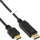 (€9,90*/1m) 1.00m InLine Displayport 1.1 Adapterkabel Displayport Stecker auf HDMI-Stecker Schwarz vergoldet