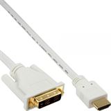 (€2,30*/1m) 3.00m InLine HDMI Adapterkabel HDMI-Stecker auf DVI 18+1 Stecker Weiß vergoldet
