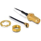 (€19,71*/1m) 0,35m Delock WLAN Anschlusskabel MHF Stecker auf RP-SMA Buchse Schwarz