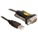 (€7,27*/1m) 1.50m Delock Seriell Verlängerungskabel RS232-Buchse auf USB A Stecker Schwarz
