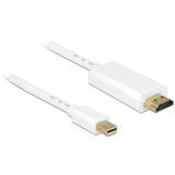 (€4,95*/1m) 2.00m Delock Displayport 1.1 Adapterkabel Mini Displayport Stecker auf HDMI-Stecker Weiß vergoldet