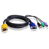 (€7,17*/1m) 1.80m ATEN Technology KVM Anschlusskabel VGA 15pol Stecker + 2xPS2 Stecker + USB A Stecker auf SPHD 15pol Stecker Schwarz