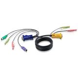 (€4,30*/1m) 3.00m ATEN Technology KVM Anschlusskabel VGA 15pol Buchse + 2xPS2 Stecker + 2x3.5mm auf SPHD 15pol Stecker + 2x3.5mm Schwarz flach