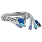 (€6,45*/1m) 2.00m Trendnet KVM Anschlusskabel VGA 15pol Stecker + 2xPS2 Stecker auf VGA 15pol Stecker + 2xPS2 Stecker Grau