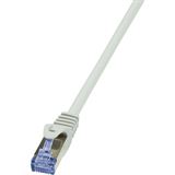 (€15,60*/1m) 0.25m LogiLink Cat. 7 Rohkabel Patchkabel S/FTP RJ45 Stecker auf RJ45 Stecker Grau Klinkenschutz / vergoldet